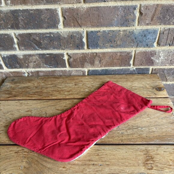 Vintage Needlepoint Santa With Toy Bag Christmas Stocking 16” READ ALL - Picture 7 of 10